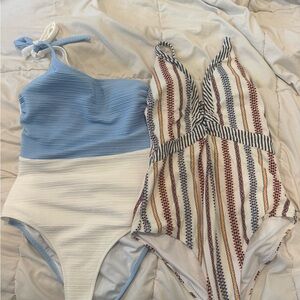 Womans Colorblock & Striped One-Piece Swimsuits